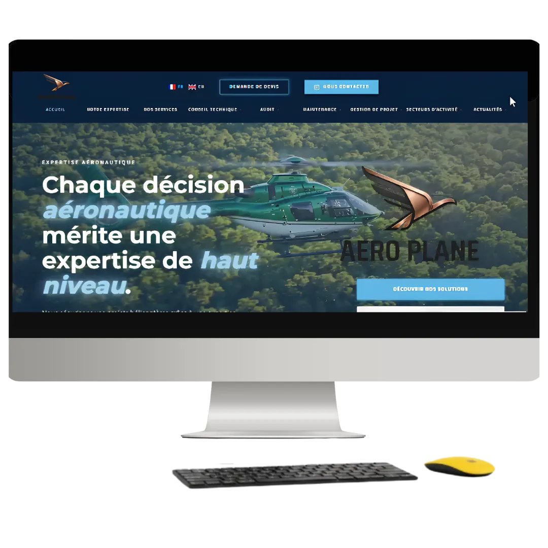 Aero Plane - Site bilingue d'un cabinet de conseil aéronautique avec authentification et demande de devis